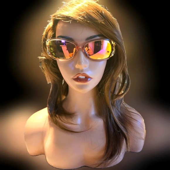 Y2K-inspired Pink Polarized Butterfly Sunglasses Vintage Wrap Around Sunshades - Picture 2 of 8